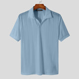 Lapel Short Sleeve Men's Shirt - Solid Color Streetwear for Casual Fitness. Korean Style.