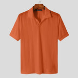 Lapel Short Sleeve Men's Shirt - Solid Color Streetwear for Casual Fitness. Korean Style.