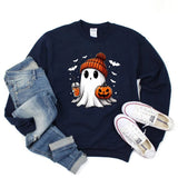 Halloween Ghost Sweatshirt - Cute Spooky Pullover Women's Trick or Treat Hoodie for Halloween Season