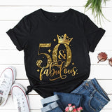 50 and Fabulous 50th Birthday T-Shirt -  Women's Birthday Tee - BLACK