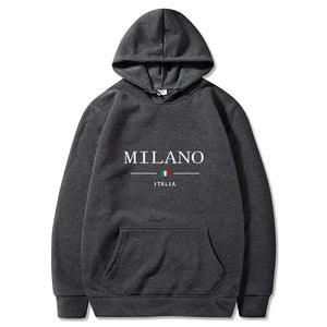 Milano Italy Hoodie - Unisex Casual Autumn & Winter Fashion Hip-Hop Sweater, Loose Sportswear Top