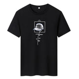 Men's Anime O Neck T-Shirt - White Fitness Clothing. Oversized Goth Punk Style