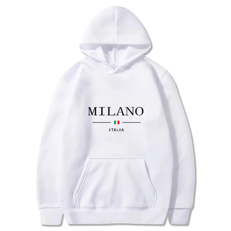 Milano Italy Hoodie - Unisex Casual Autumn & Winter Fashion Hip-Hop Sweater, Loose Sportswear Top