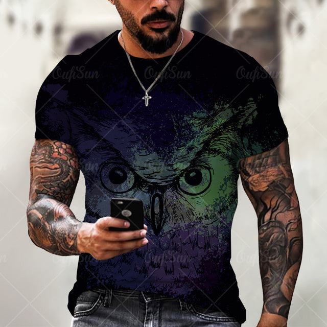 Men&#39;s And Women&#39;s 3D Tiger Lion Printed T-Shirts, Fashionable Round Neck Short Sleeve Street Clothes, Hip-Hop T-Shirts, Summer