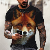 Men&#39;s And Women&#39;s 3D Tiger Lion Printed T-Shirts, Fashionable Round Neck Short Sleeve Street Clothes, Hip-Hop T-Shirts, Summer