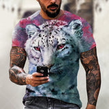 Men&#39;s And Women&#39;s 3D Tiger Lion Printed T-Shirts, Fashionable Round Neck Short Sleeve Street Clothes, Hip-Hop T-Shirts, Summer