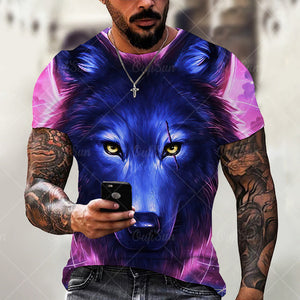 Men&#39;s And Women&#39;s 3D Tiger Lion Printed T-Shirts, Fashionable Round Neck Short Sleeve Street Clothes, Hip-Hop T-Shirts, Summer