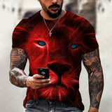 Men&#39;s And Women&#39;s 3D Tiger Lion Printed T-Shirts, Fashionable Round Neck Short Sleeve Street Clothes, Hip-Hop T-Shirts, Summer