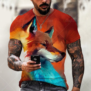 Men&#39;s And Women&#39;s 3D Tiger Lion Printed T-Shirts, Fashionable Round Neck Short Sleeve Street Clothes, Hip-Hop T-Shirts, Summer