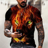 Men&#39;s And Women&#39;s 3D Tiger Lion Printed T-Shirts, Fashionable Round Neck Short Sleeve Street Clothes, Hip-Hop T-Shirts, Summer