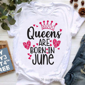 Golden Crown Queen Are Born In January To December Graphic Print T-Shirt Women&#39;S Clothing Tshirt Femme Birthday Gift Tops