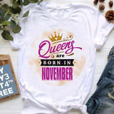 Golden Crown Queen Are Born In January To December Graphic Print T-Shirt Women&#39;S Clothing Tshirt Femme Birthday Gift Tops