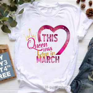 Golden Crown Queen Are Born In January To December Graphic Print T-Shirt Women&#39;S Clothing Tshirt Femme Birthday Gift Tops