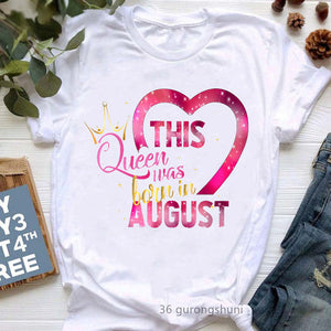 Golden Crown Queen Are Born In January To December Graphic Print T-Shirt Women&#39;S Clothing Tshirt Femme Birthday Gift Tops